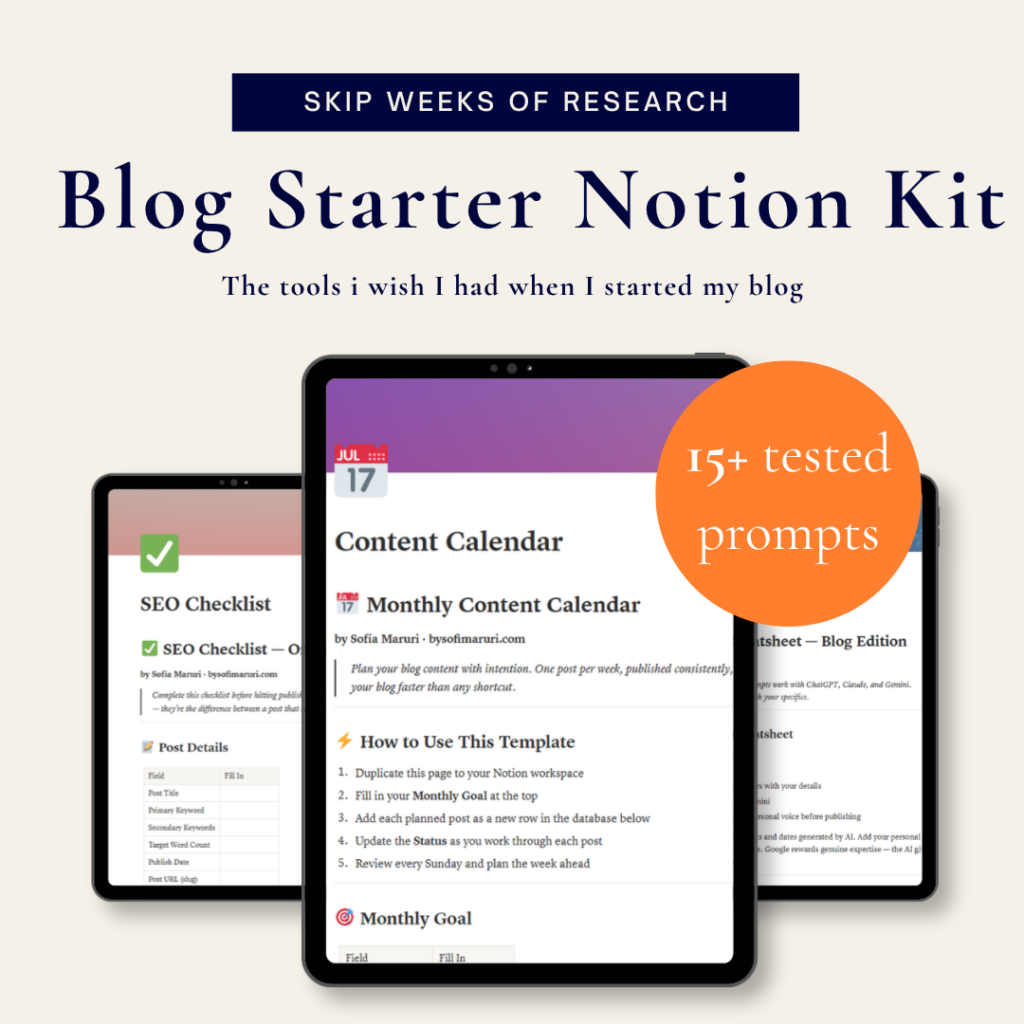 Notion Templates for bloggers who want to start a blog from scratch