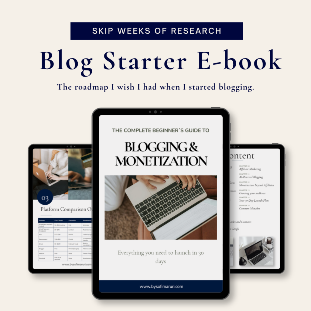 Guide to start a blog from scratch - Blog Starter Ebook by Sofi Maruri