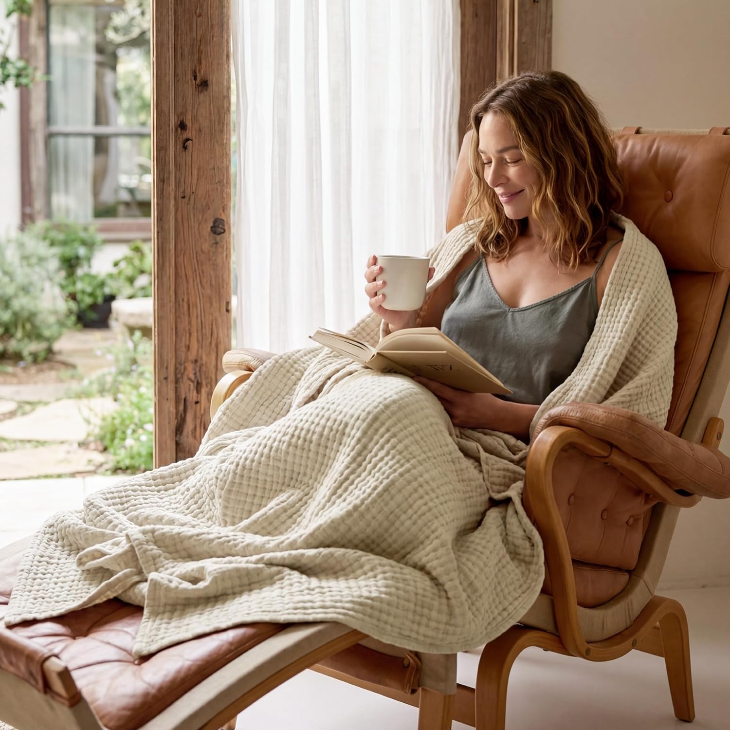 Linen throw blanket Mother's Day gift idea