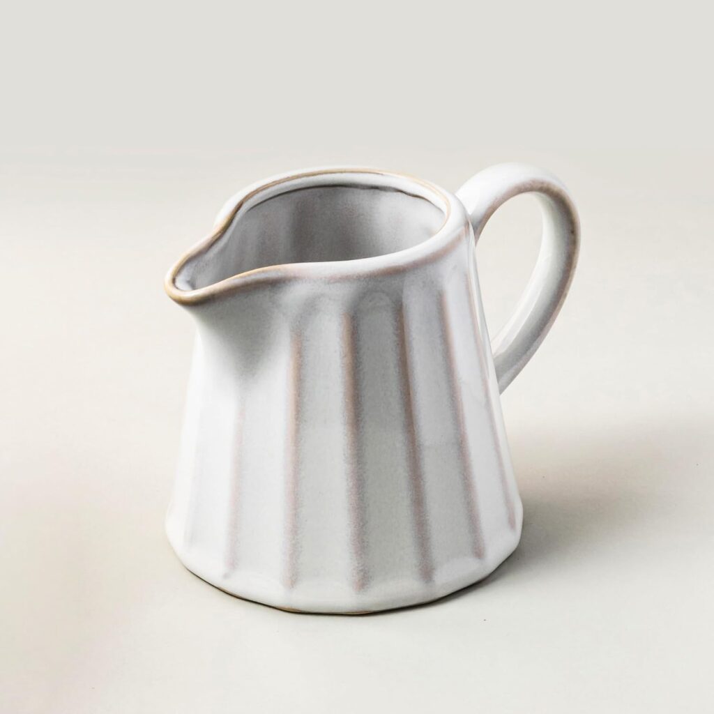 Ceramic milk pitcher for latte art and milk frothing at home espresso bar