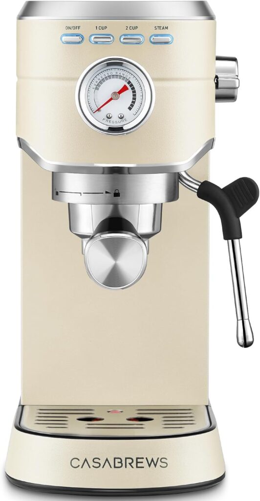 Semi-automatic 20 bar espresso machine in cream color gift for coffee lovers
