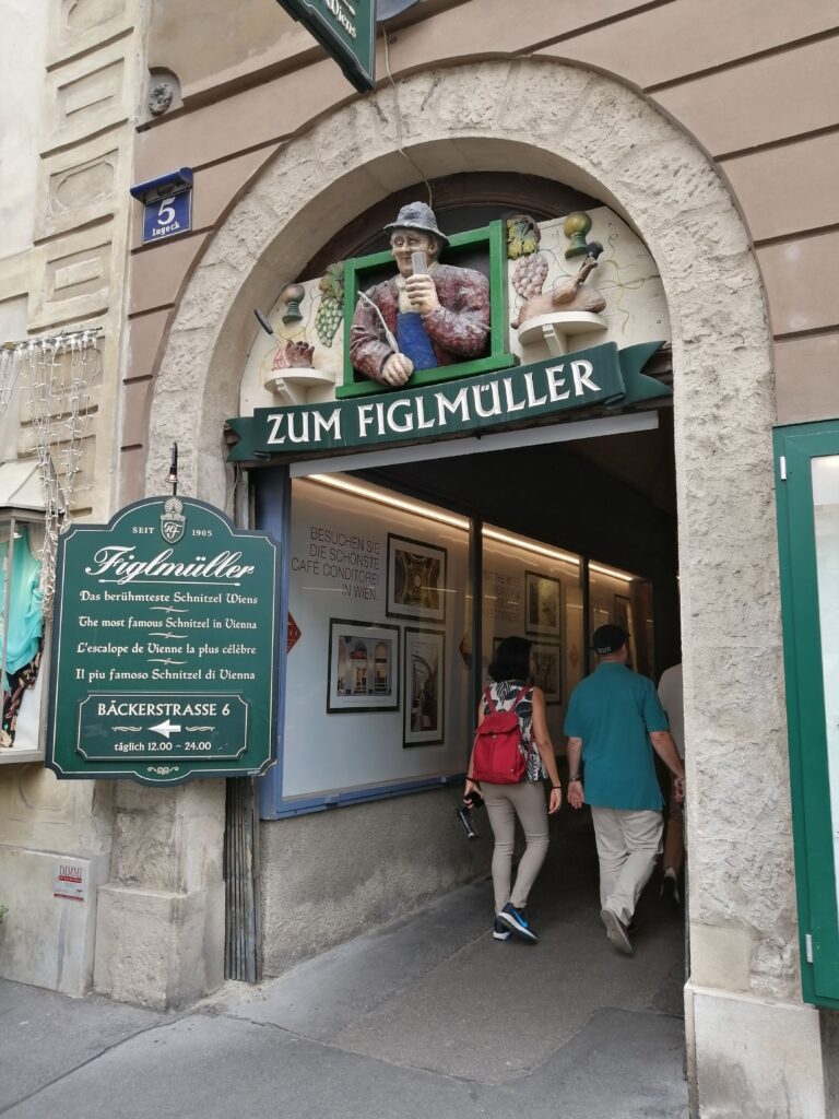 Entrance to Figlmüller restaurant in Vienna